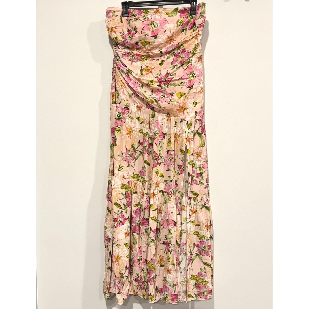 Revolve Yumi Kim Cabo Dress Large Floral Strapless Ruched Tier Cottagecore 21941